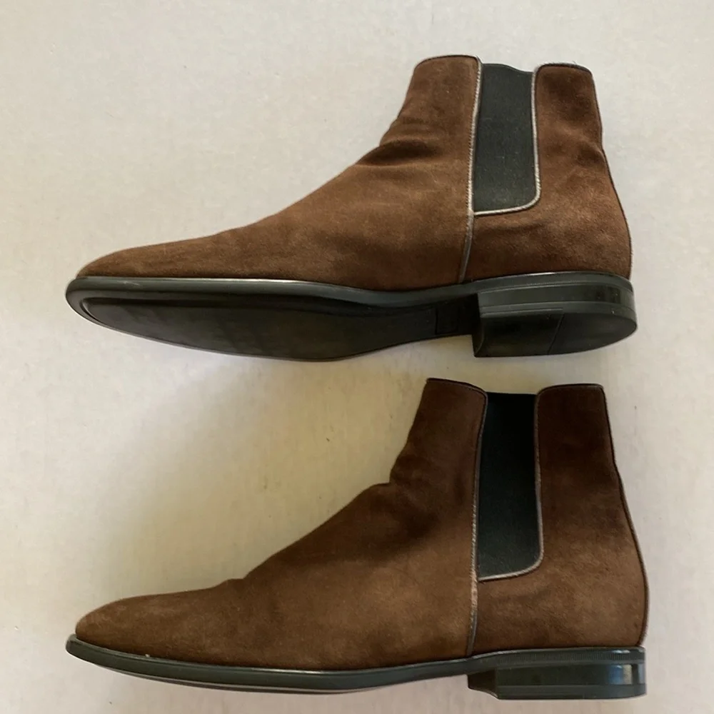 AQUATALIA Men’s Brown Suede Leather Chelsea Boots Size 9.5. Made in Italy